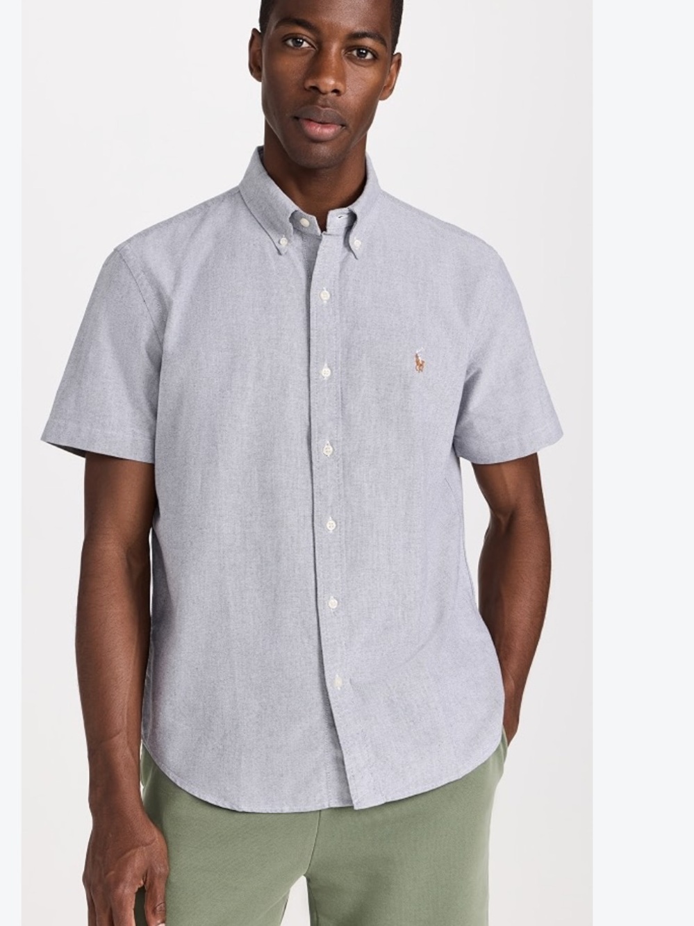 Ralph Lauren Light Gray Short-Sleeve Button-Down Shirt